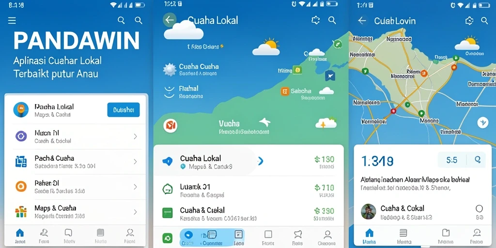 Tangkapan layar antarmuka aplikasi PANDAWIN yang menunjukkan informasi cuaca lokal.