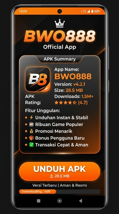 Tampilan halaman APK bwo888