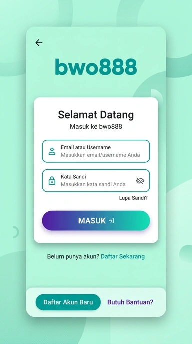 Tampilan halaman login bwo888